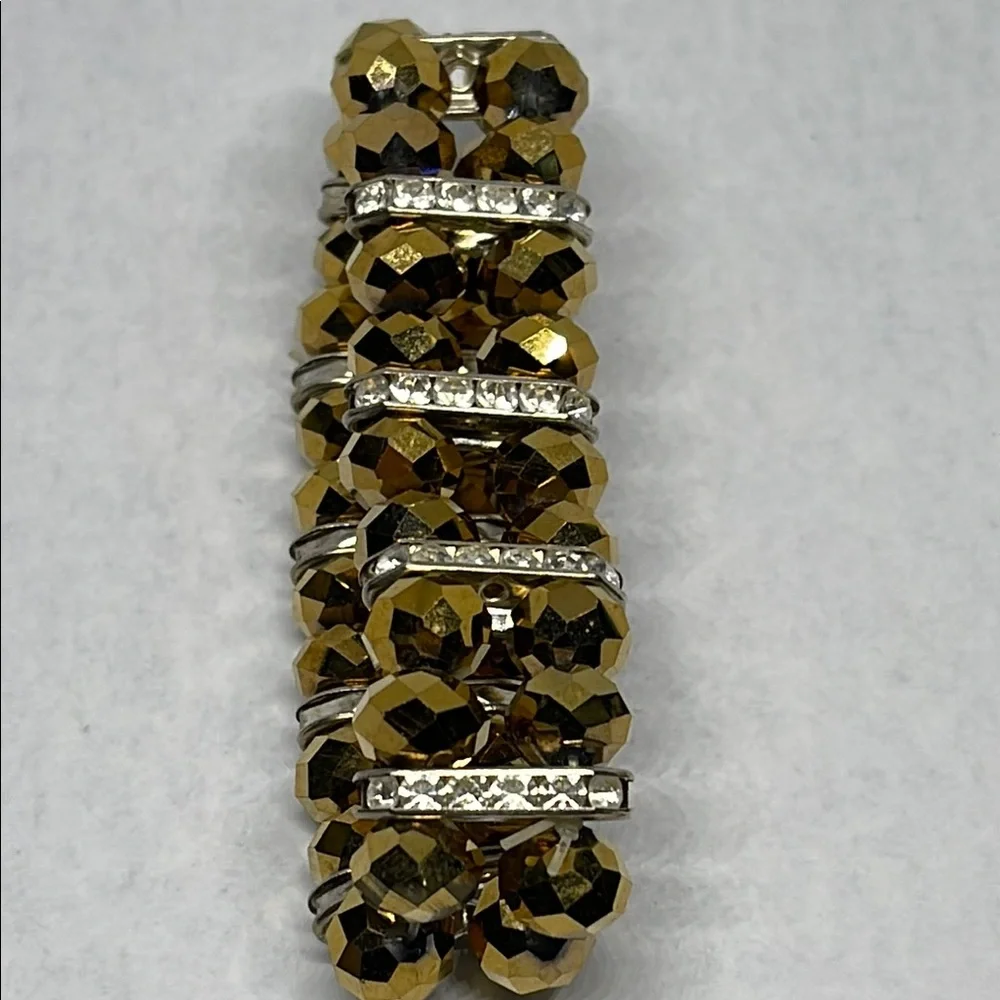 Elegant Gold and Silver  faced coated Beaded stretch Bracelet